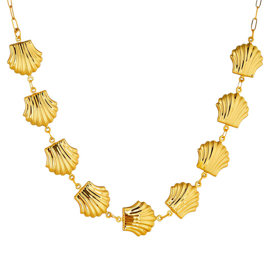 "Seashells" Necklace, 18K Gold Plated Steel