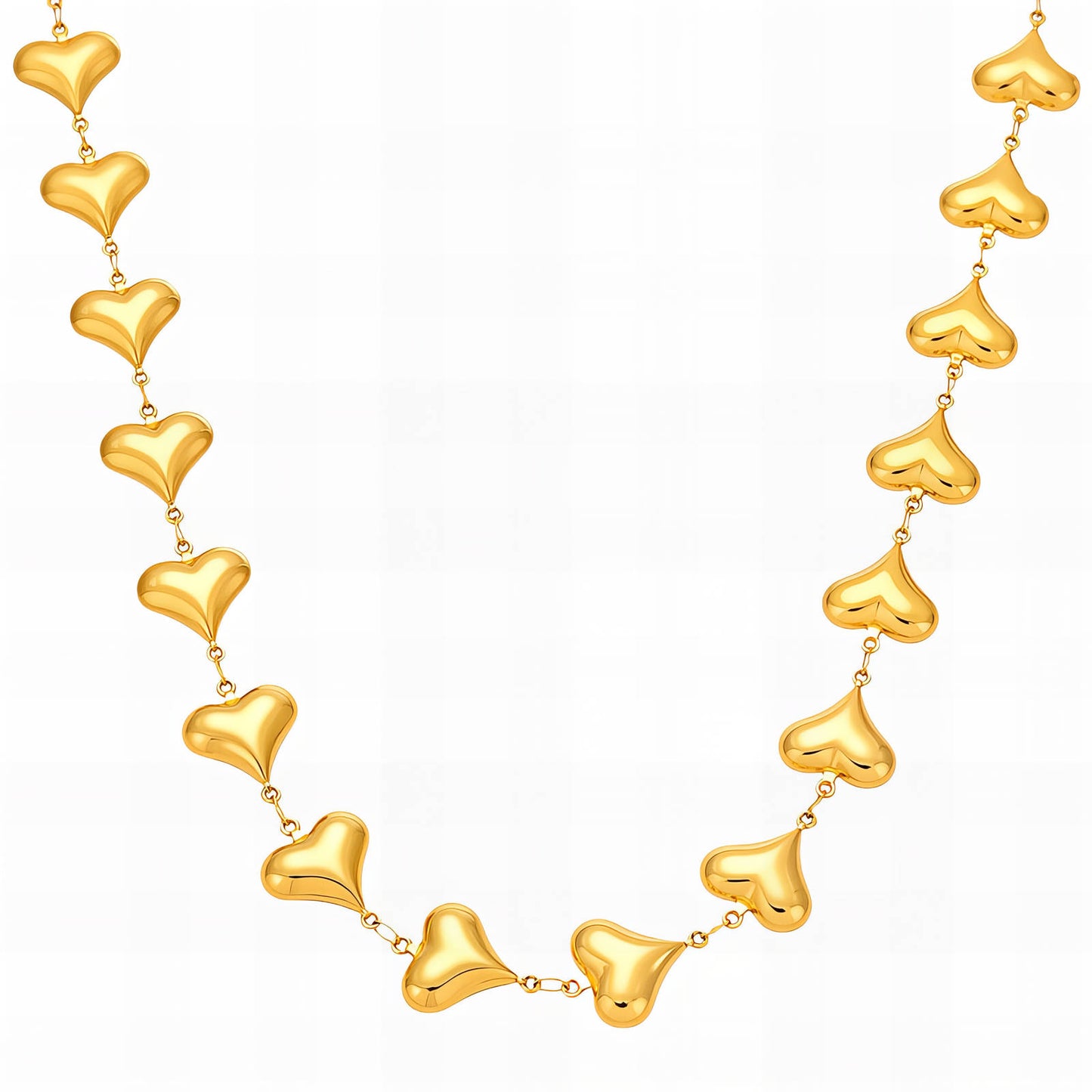 "Hearts" Necklace, 18K Gold Plated Steel