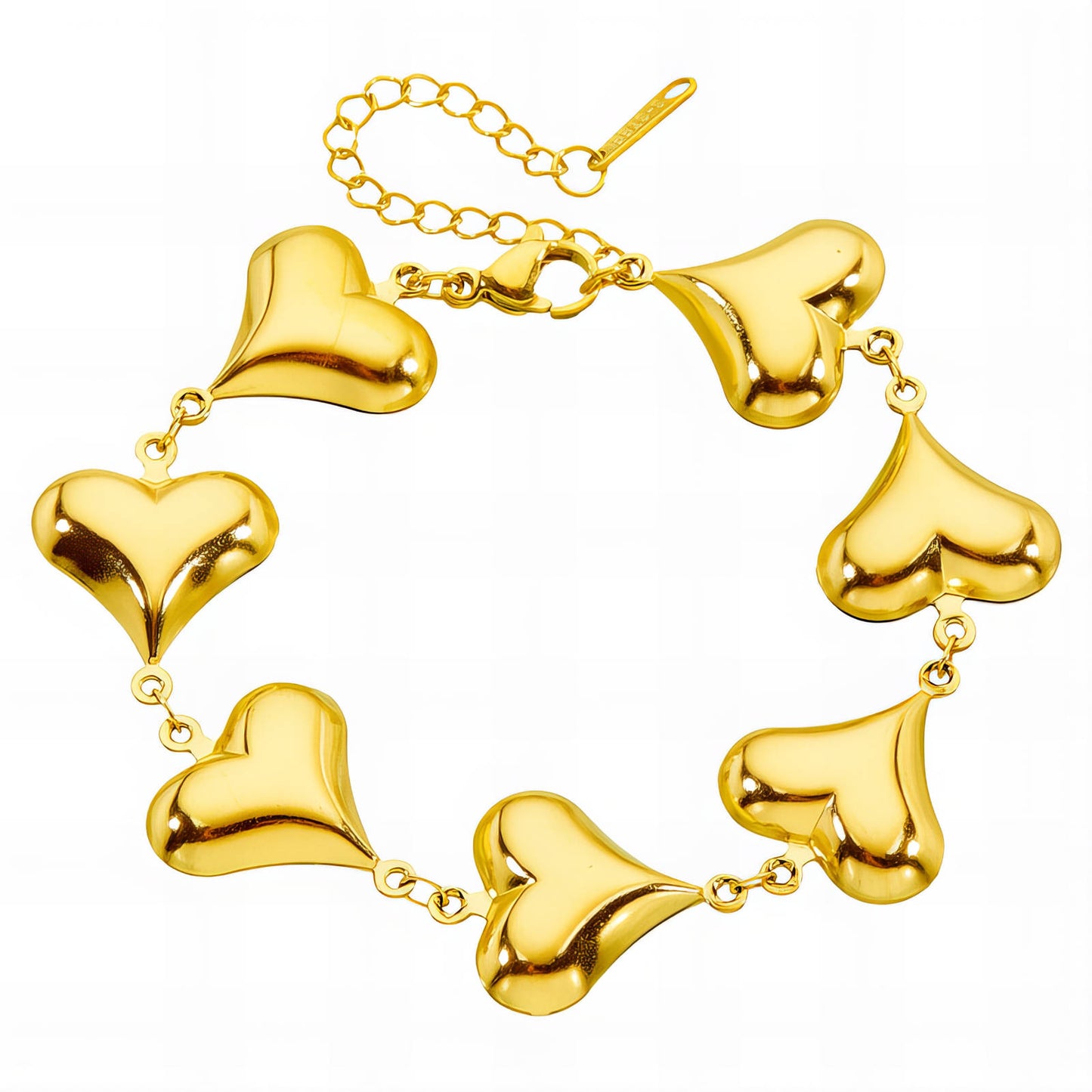 "Hearts" Bracelet, 18K Gold Plated Steel