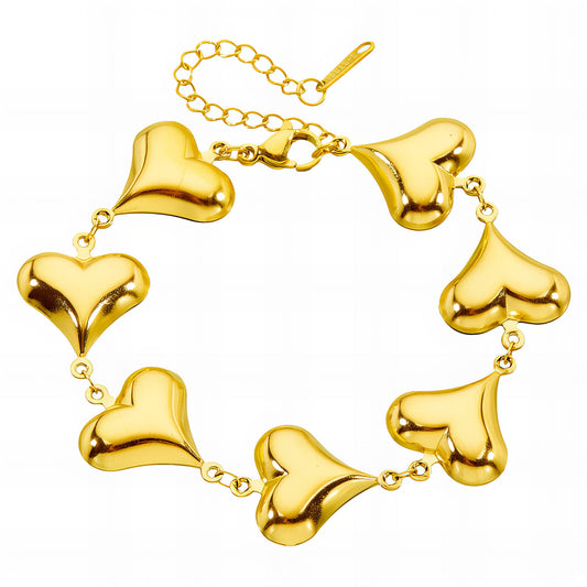 "Hearts" Bracelet, 18K Gold Plated Steel