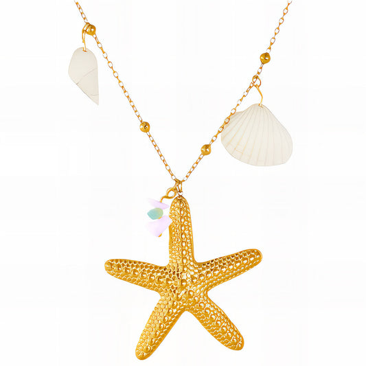 "Starfish" Necklace, 18K Gold Plated Steel