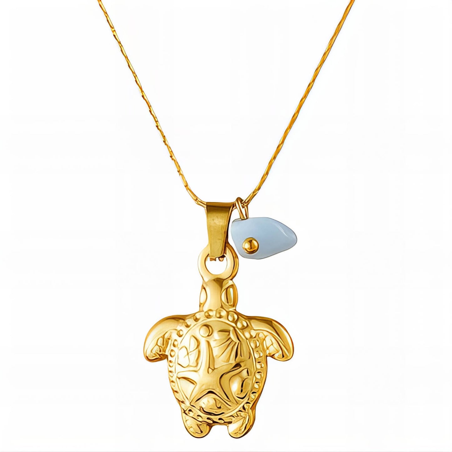 "Turtle" Necklace, 18K Gold Plated Steel