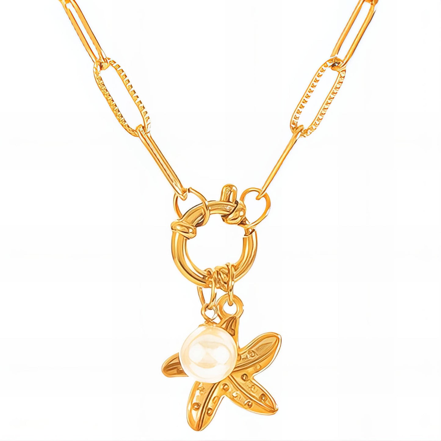 "Starfish" Necklace, 18K Gold Plated Steel
