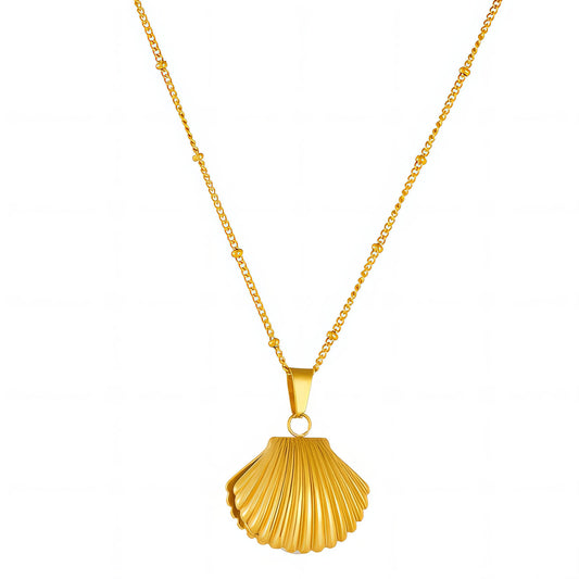"Seashell" Necklace, 18K Gold Plated Steel