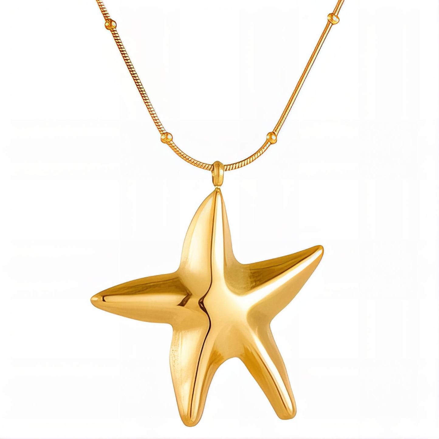 "Starfish" Necklace, 18K Gold Plated Steel