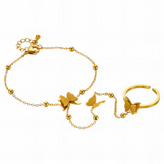 Butterflies Bracelet 18K Gold Plated Steel
