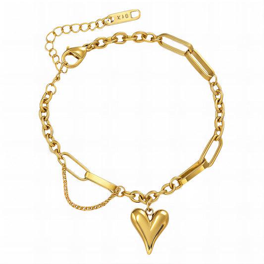 Heart Bracelet 18K Gold Plated Steel