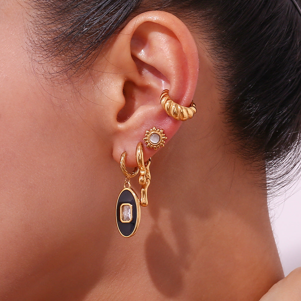 Circle Geometric Stainless Steel 18k Gold Plated Earrings