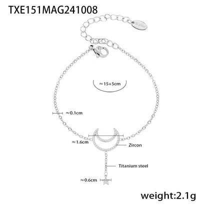 Moon Rhinestones Bracelet Stainless Steel