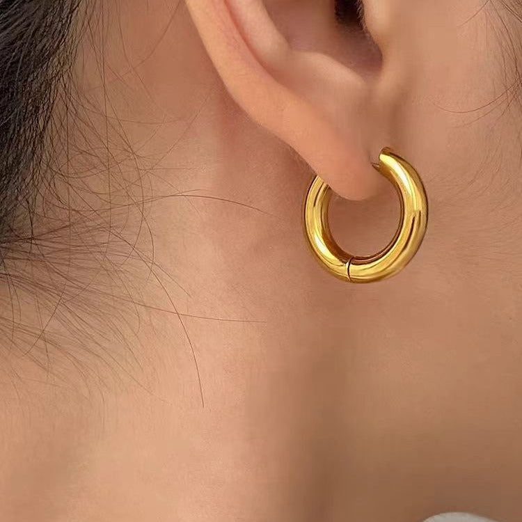 Hoop Earrings 18K Gold Plated Steel