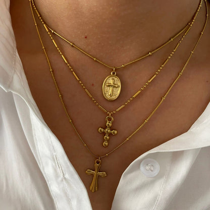 Cross 18K Gold Plated Steel Pendant Necklace