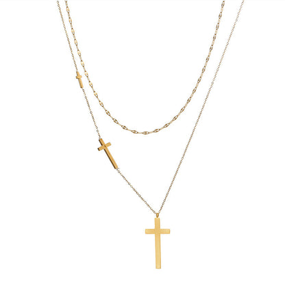 Cross 18K Gold Plated Steel Necklace