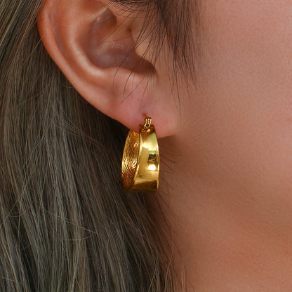 Ellipse Geometric Stainless Steel 18k Gold Plated Earrings