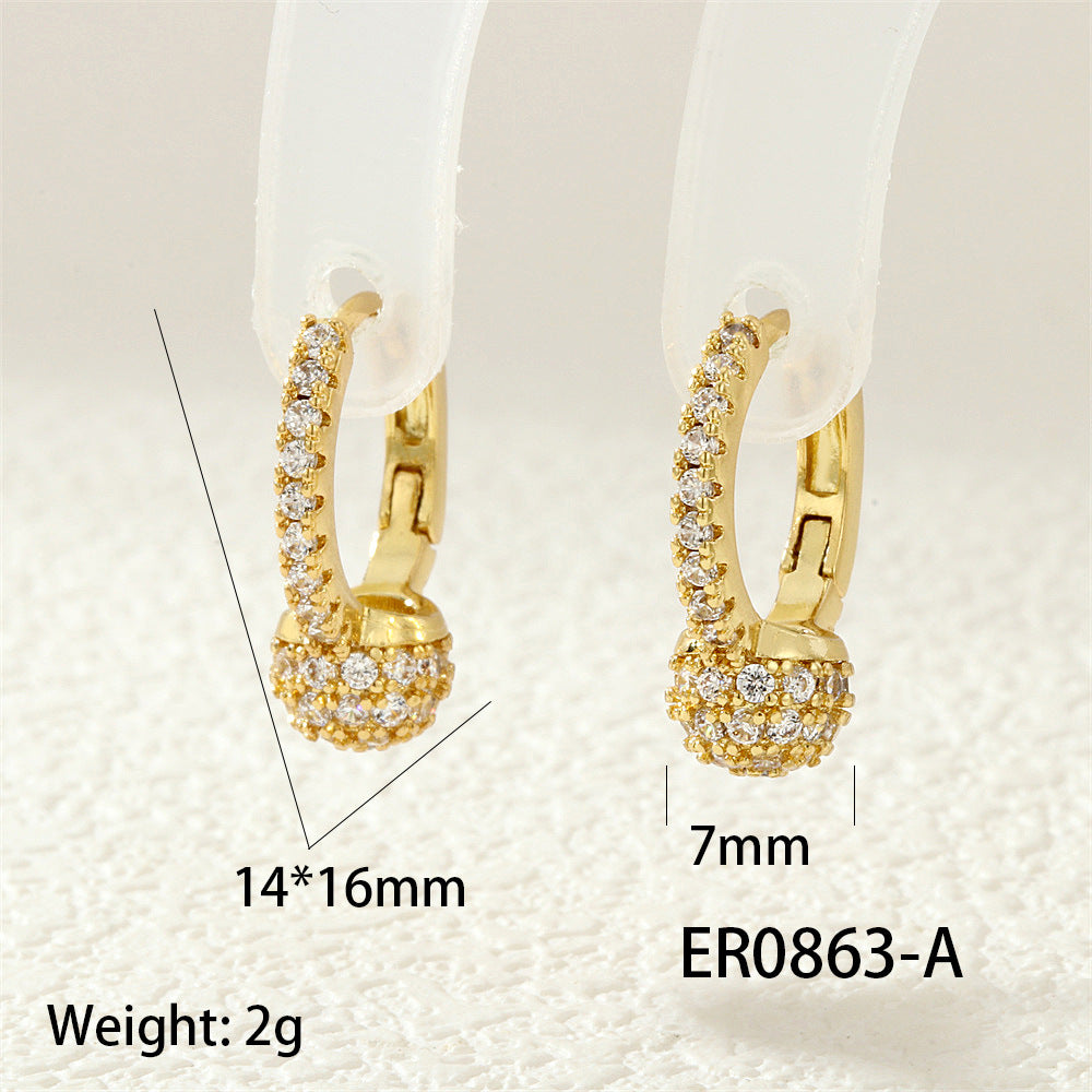 Circle Zircon 18K Gold Plated Stainless Steel Stud