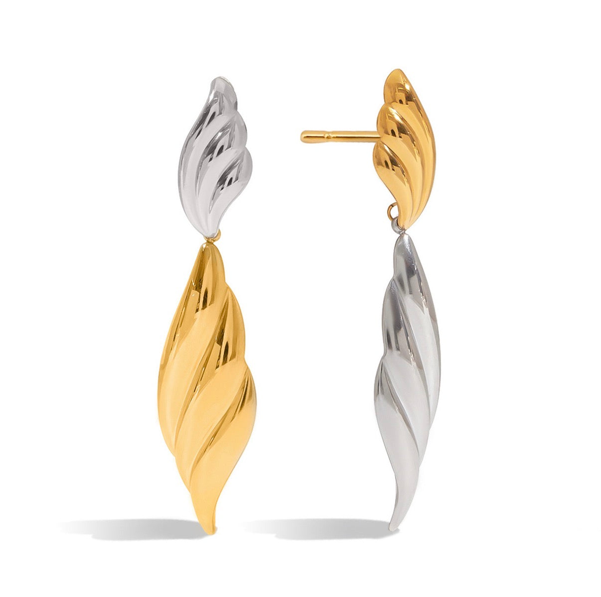 Ribbed Wing Drop Earrings