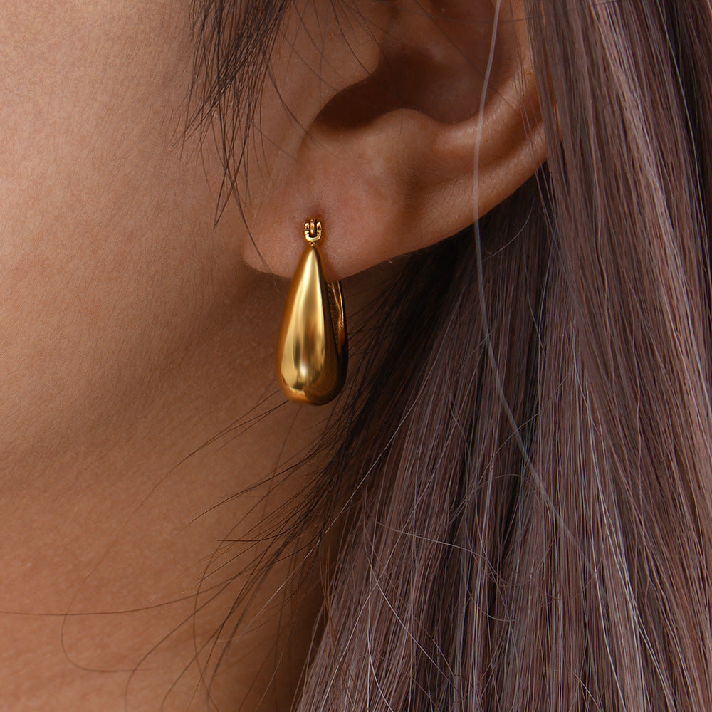 Ellipse Geometric Stainless Steel 18k Gold Plated Earrings