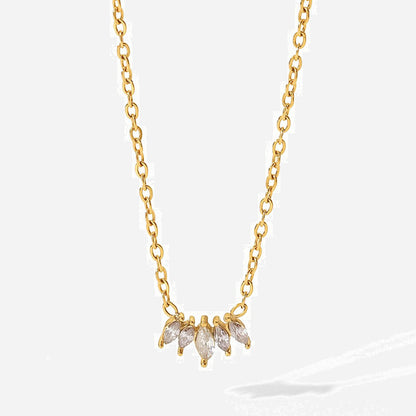 Inlaid Zircon Necklace 18K Gold Plated Steel