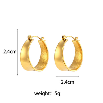 Ellipse Geometric Stainless Steel 18k Gold Plated Earrings
