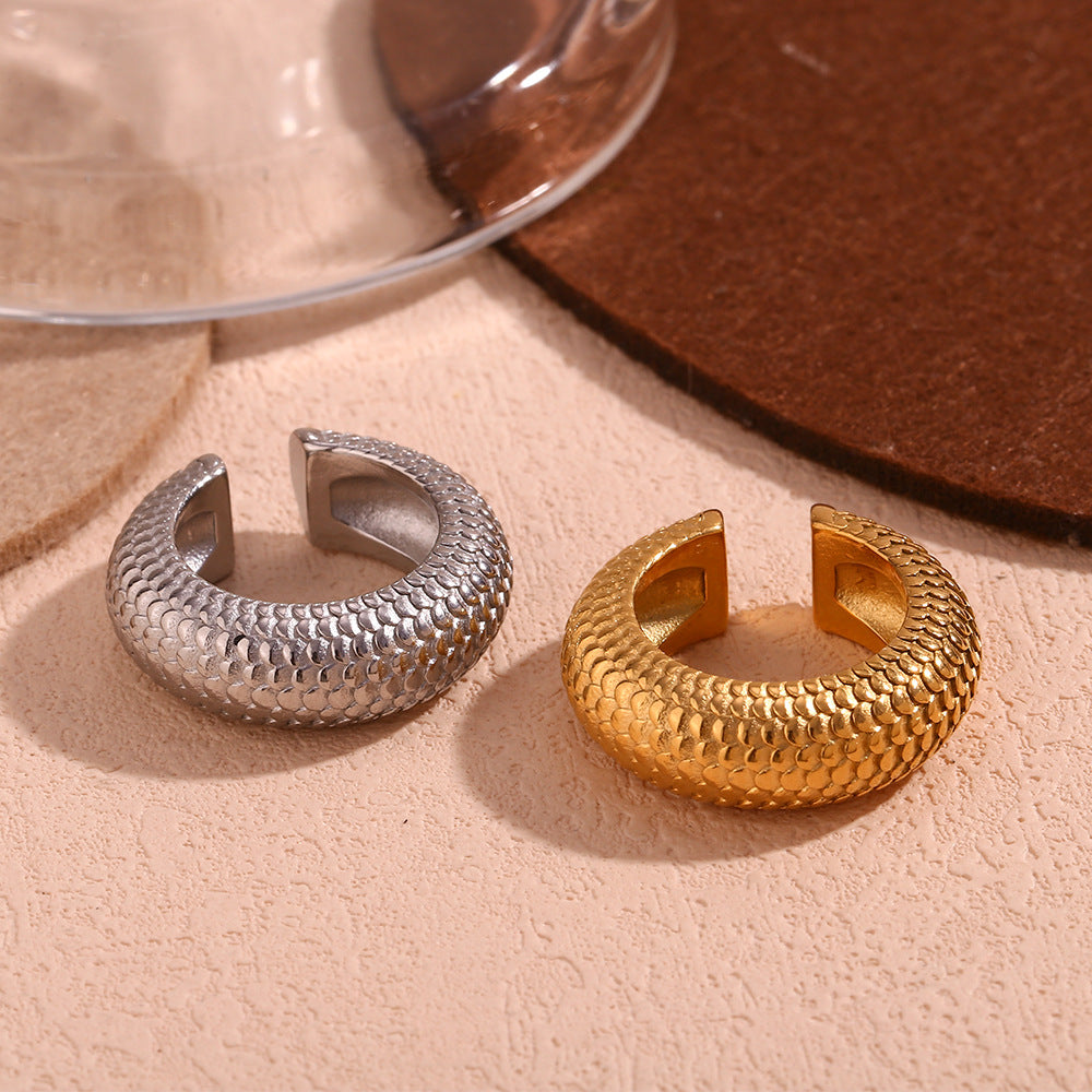 Circle Geometric Stainless Steel 18k Gold Plated Clip On Earrings