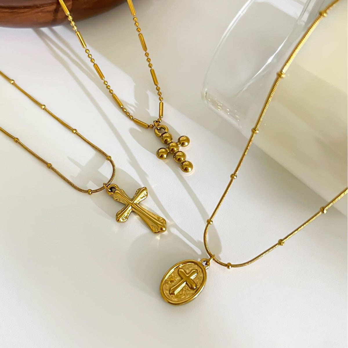 Cross 18K Gold Plated Steel Pendant Necklace