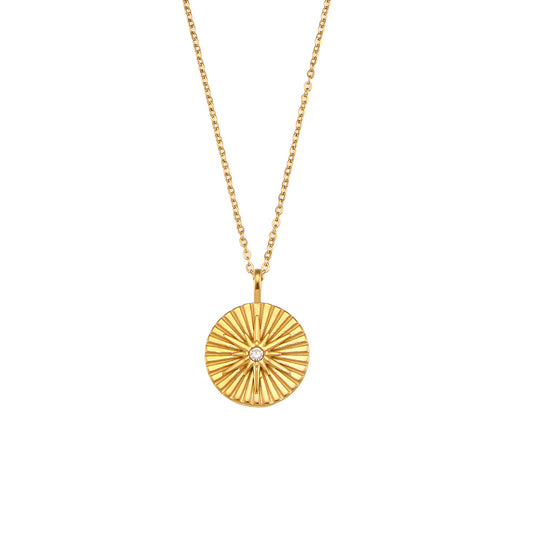 Round Geometric Stainless Steel 18k Gold Plated Necklaces