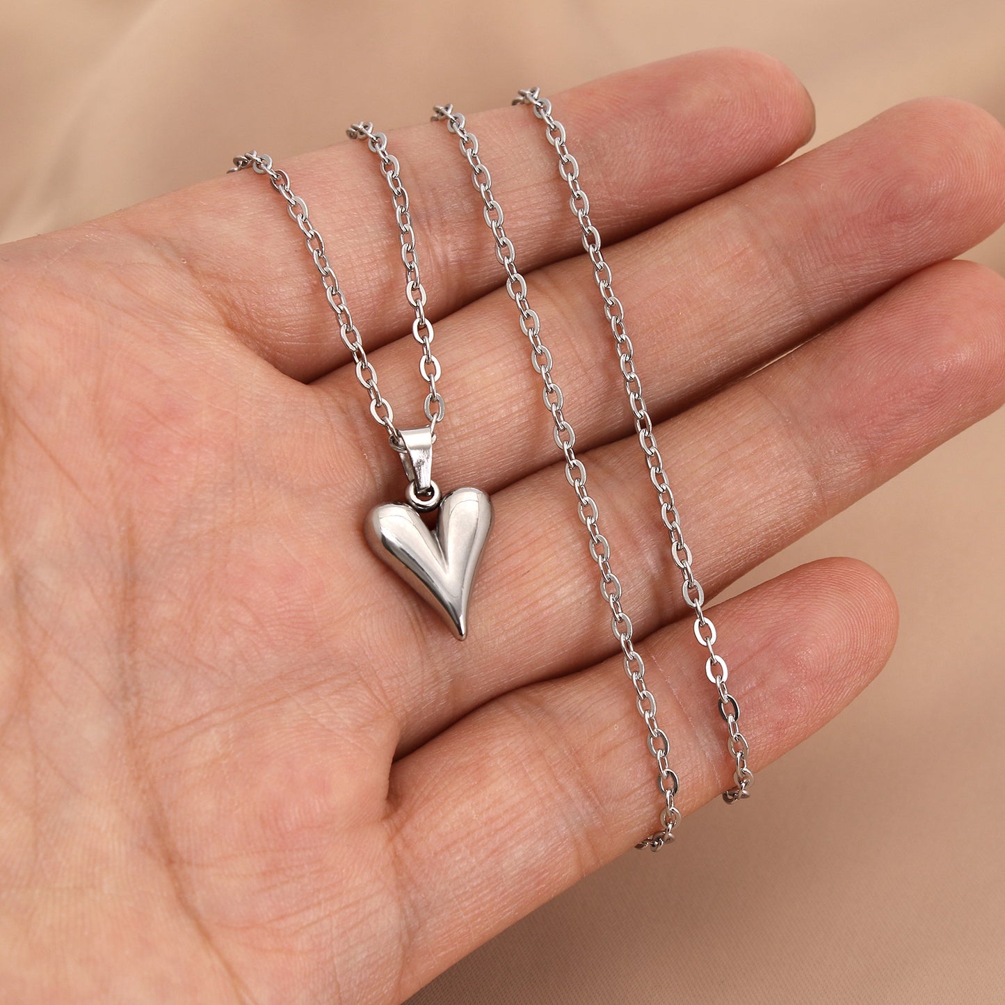 Heart Shape Pendant Necklace  Stainless Steel