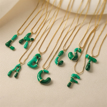 26 English Alphabet Pendant Necklace 18K Gold Stainless Steel