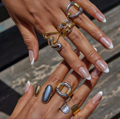 Two Tone Ring Stainless Steel Geometric Twisted Rope