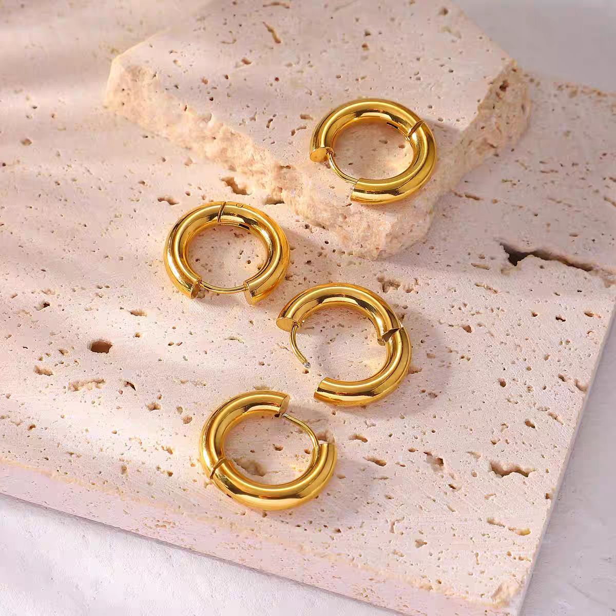 Hoop Earrings 18K Gold Plated Steel