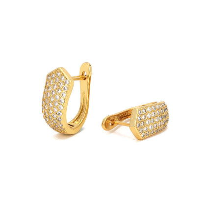 U Shape Zircon 18K Gold Plated Stainless Steel Stud