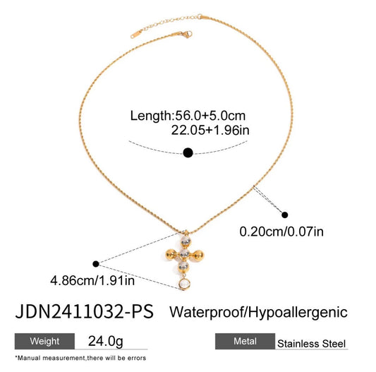 18K Gold Plated Stainless Steel Cross Necklace