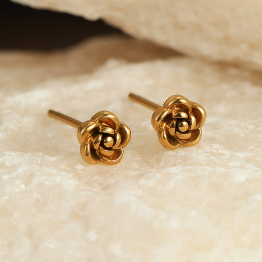 Flower studs 18K Gold Plated Steel