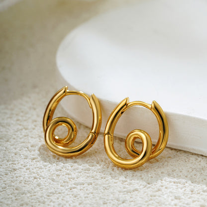 Circle Geometric Stainless Steel 18k Gold Plated Earrings