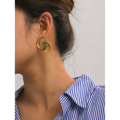 Asymmetrical Stainless Steel 18k Gold Plated Earrings