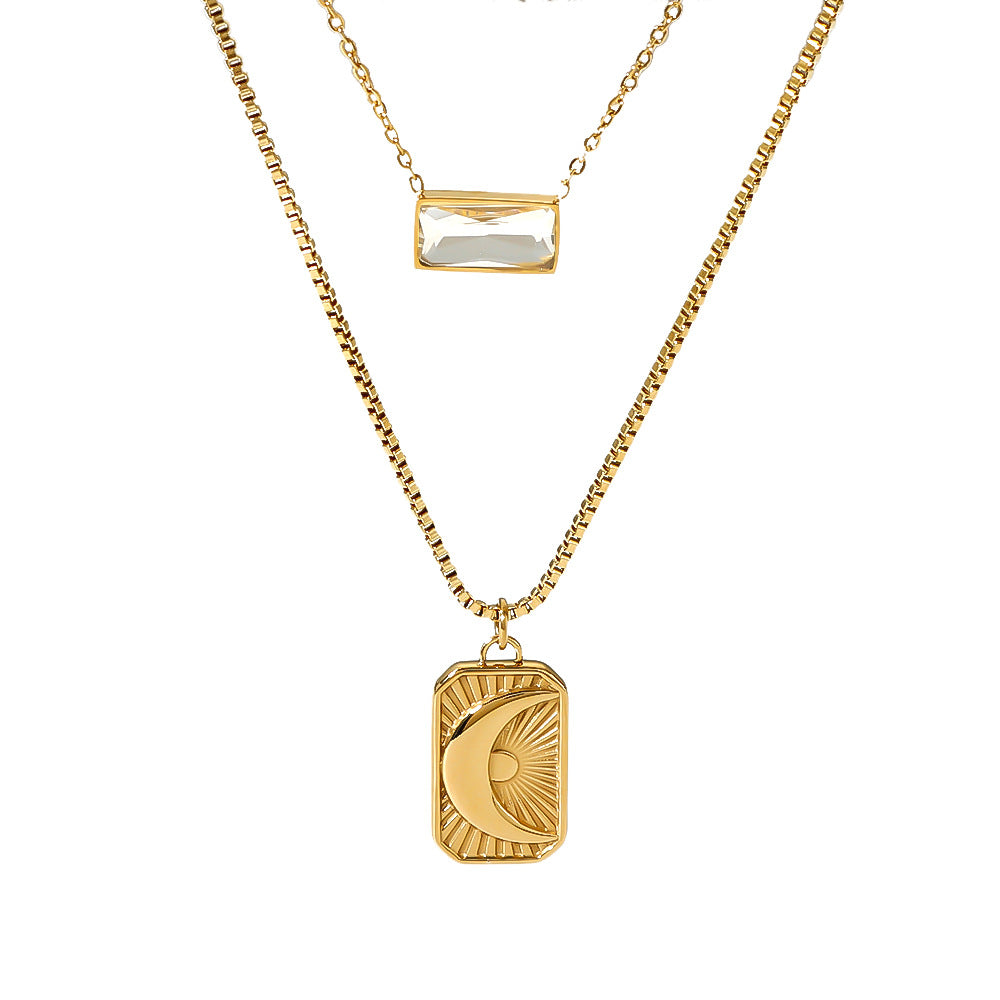 Moon Sun 18K Gold Plated Stainless Steel Necklaces