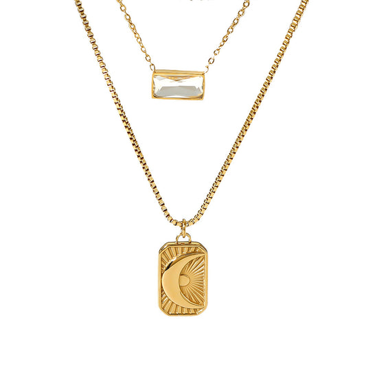 Moon Sun 18K Gold Plated Stainless Steel Necklaces
