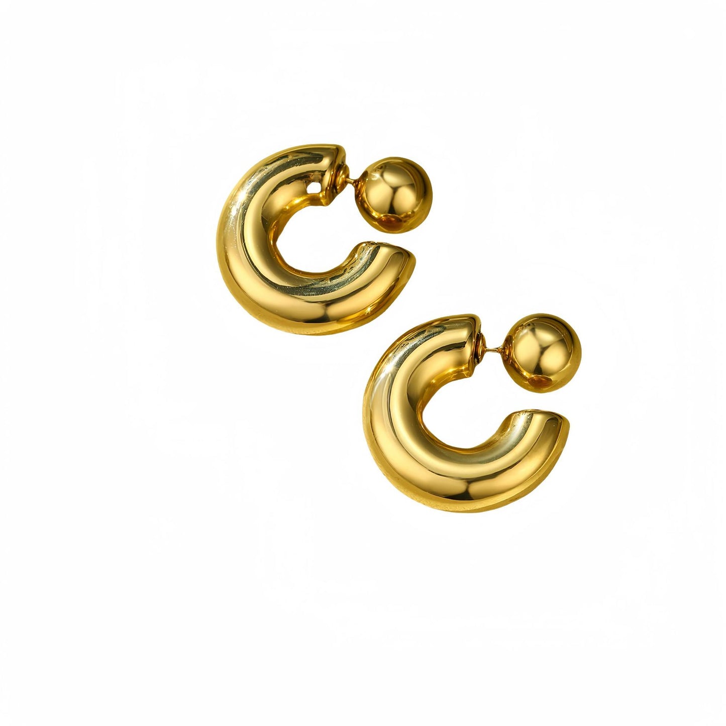 C Shape Ear Studs 18K Gold Plated Steel