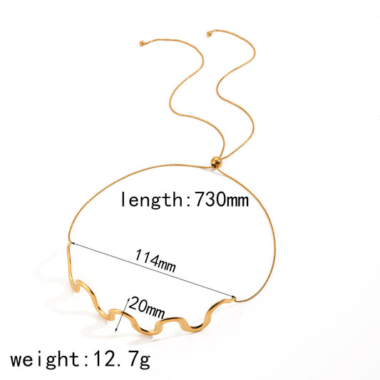 Ornament Wave Pull-Out Necklace 18K Gold Plated Steel