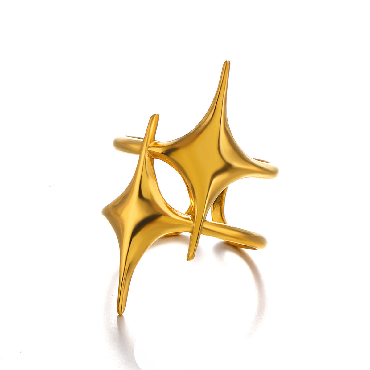 Star Ring 18k Gold Plated Steel