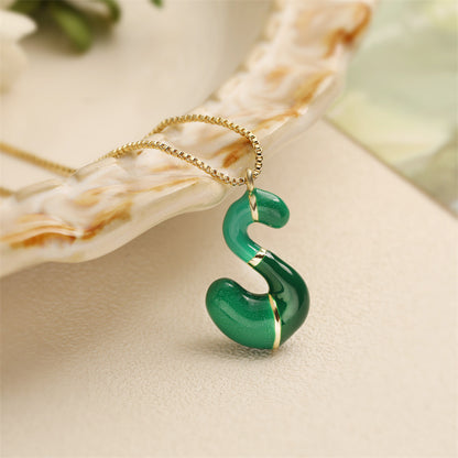 26 English Alphabet Pendant Necklace 18K Gold Stainless Steel