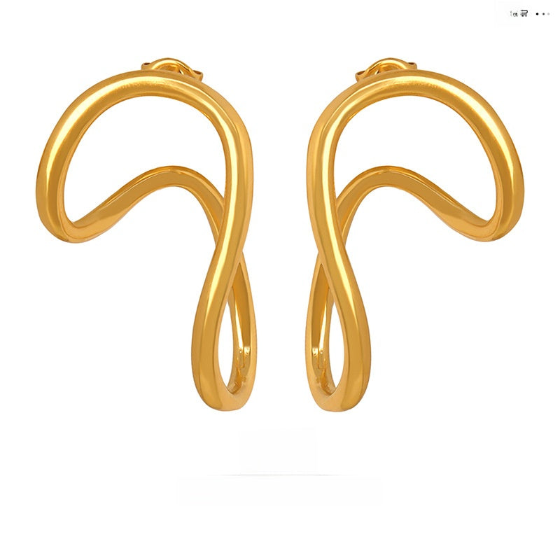 Exaggerated Irregular 18K Gold Plated Steel Earrings
