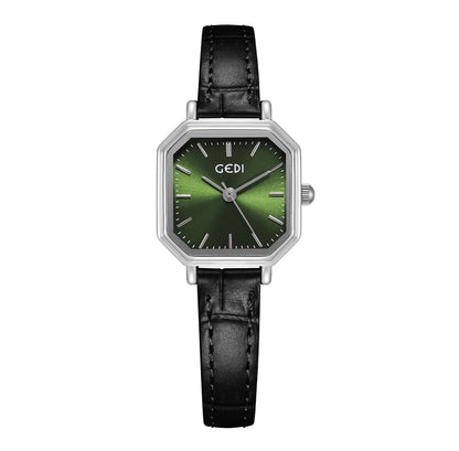 Retro Octagonal Quartz Watch For Women Simple Small Square Dial Waterproof PU Leather Strap Elegant Timepiece