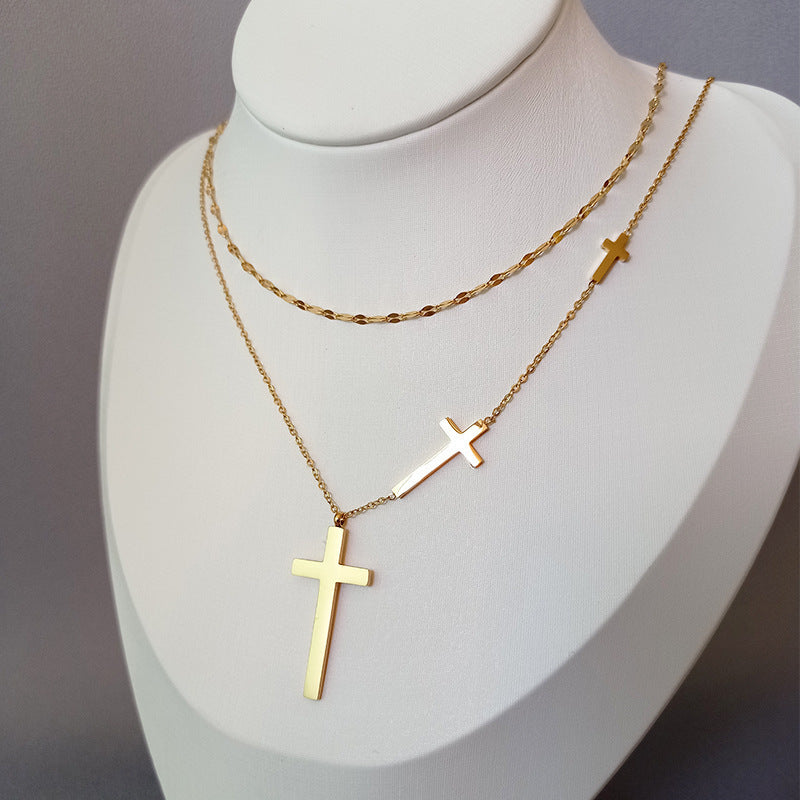 Cross 18K Gold Plated Steel Necklace