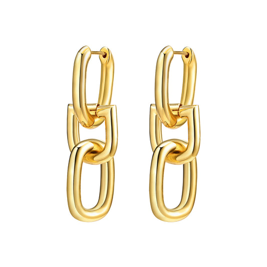 Drop Earrings 18K Gold Plated Steel