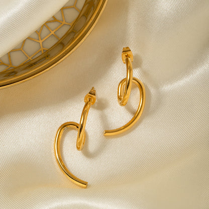 Stripe Geometric Stainless Steel 18k Gold Plated Earrings