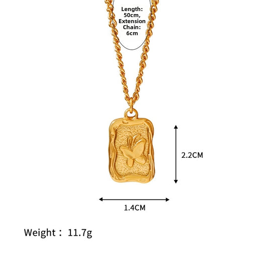 Butterfly 18K Gold Plated Steel Pendant Necklace