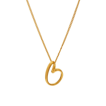 Hollow Irregular Heart Necklace 18K Gold Plated Steel