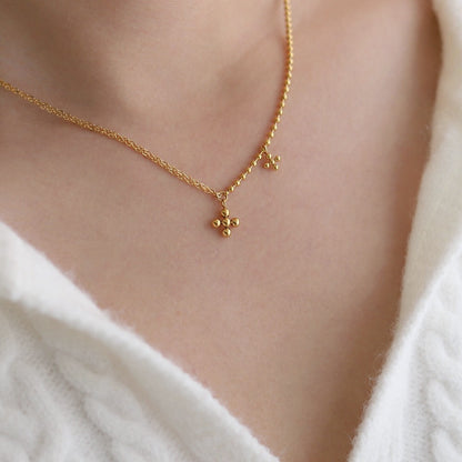 Cross Pendant Necklace 18K Gold Plated Steel
