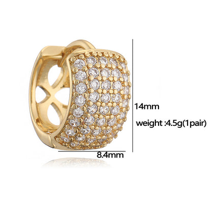 C Shape Circle Zircon 18K Gold Plated Steel Earrings