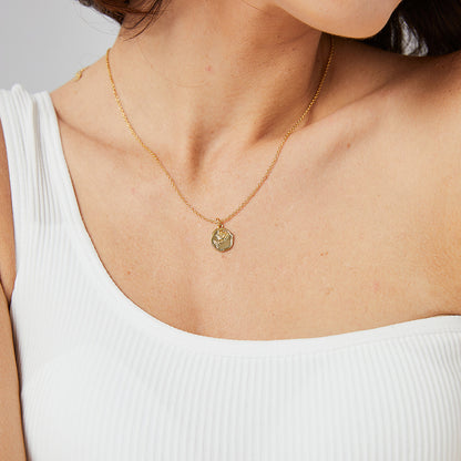 Rose Feather Pendant Necklace 18K Gold Plated Steel